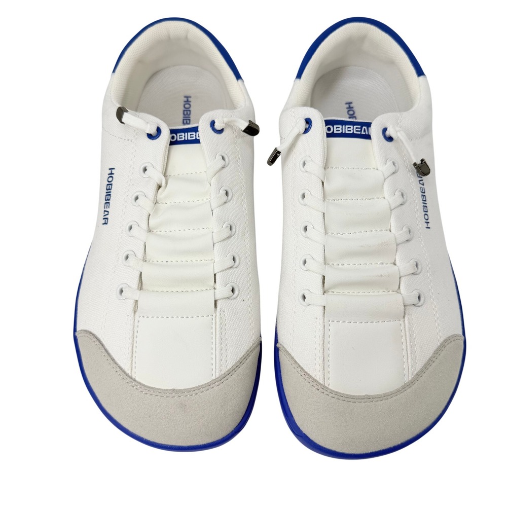 Hobibear Barefoot Shoes White Blue Canvas Wide Toe Box Sneakers Mens 9 EU42